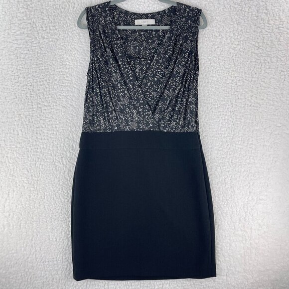 Ann Taylor LOFT Black Snake Print Sleeveless Dress Womens Surplice‎ Neck Size 8 - Picture 1 of 15